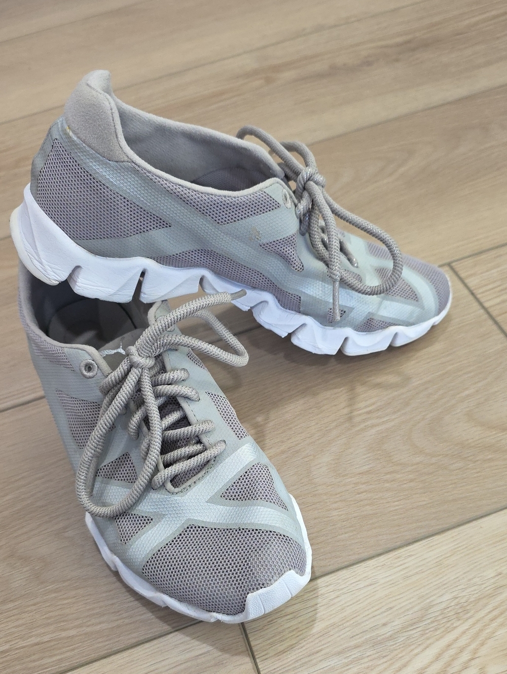 Puma Light Gray Mesh Metallic Silver Laces  Sneakers